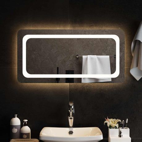 Vidaxl led badkamer spiegel transparant 80 x 40 cm gehard glas