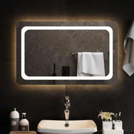 Vidaxl led badkamer spiegel transparant 80 x 50 cm gehard glas