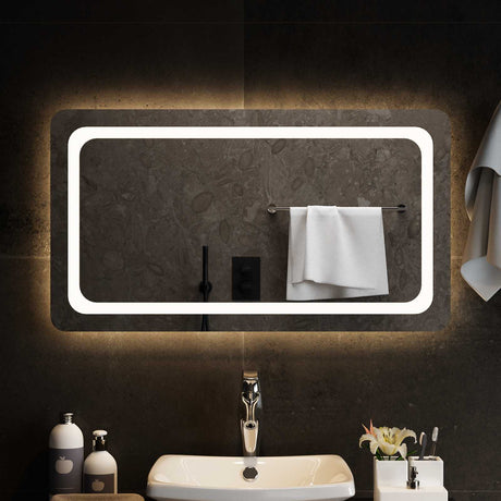 Vidaxl led badkamer spiegel transparant 90 x 50 cm gehard glas