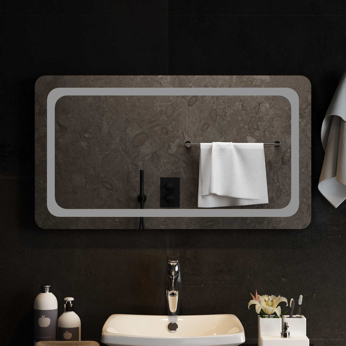 Vidaxl led badkamer spiegel transparant 90 x 50 cm gehard glas