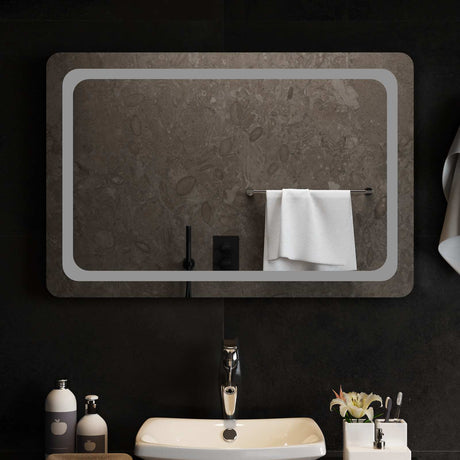 Vidaxl led badkamer spiegel transparant 90 x 60 cm gehard glas