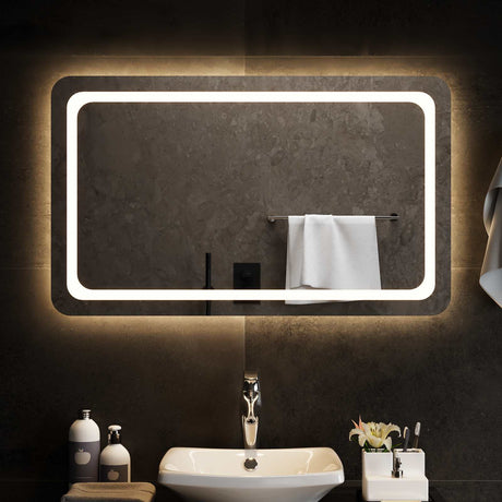 Vidaxl led badkamer spiegel transparant 100 x 60 cm gehard glas