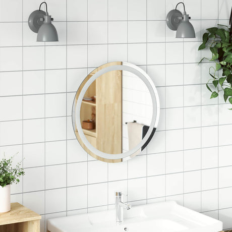 Vidaxl led badkamer spiegel transparant ø 50 cm gehard glas