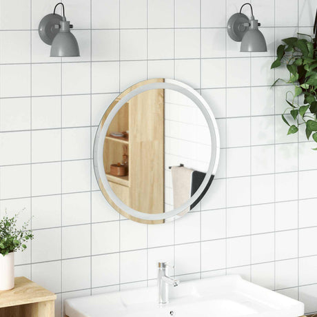 Vidaxl led badkamer spiegel transparant ø 60 cm gehard glas