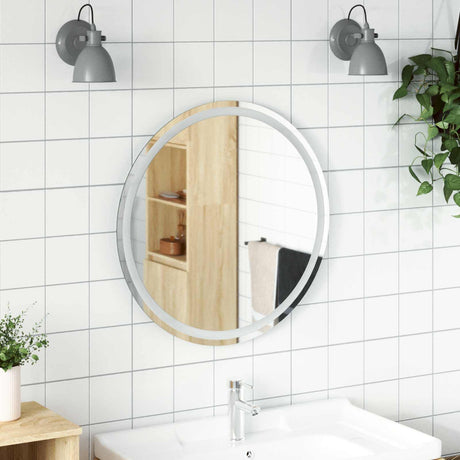 Vidaxl led badkamer spiegel transparant ø 70 cm gehard glas