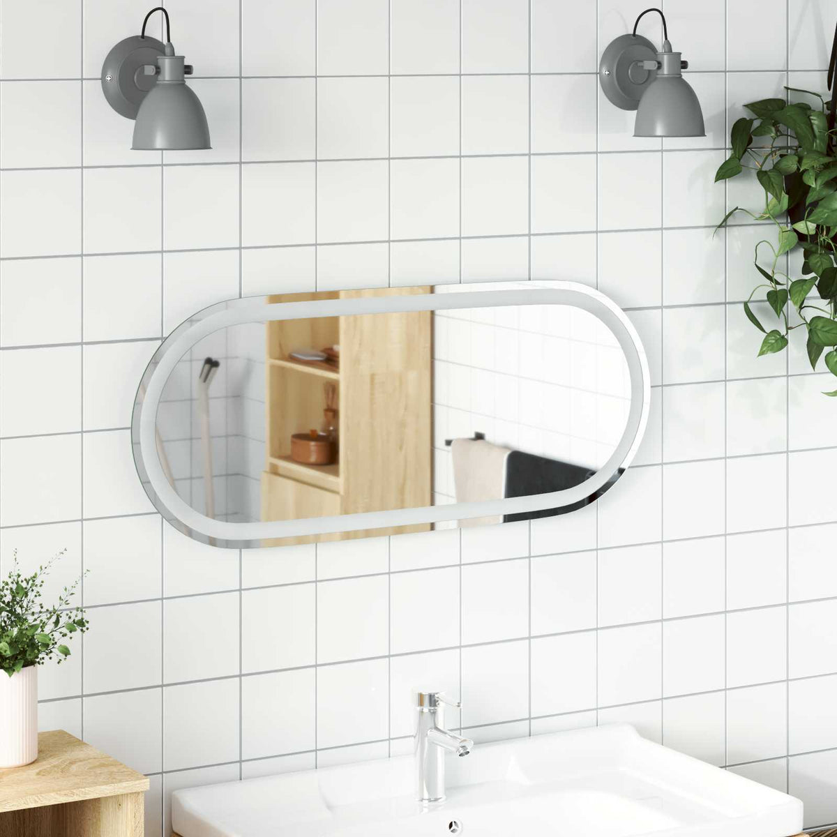Vidaxl led badkamer spiegel transparant 90 x 40 cm gehard glas