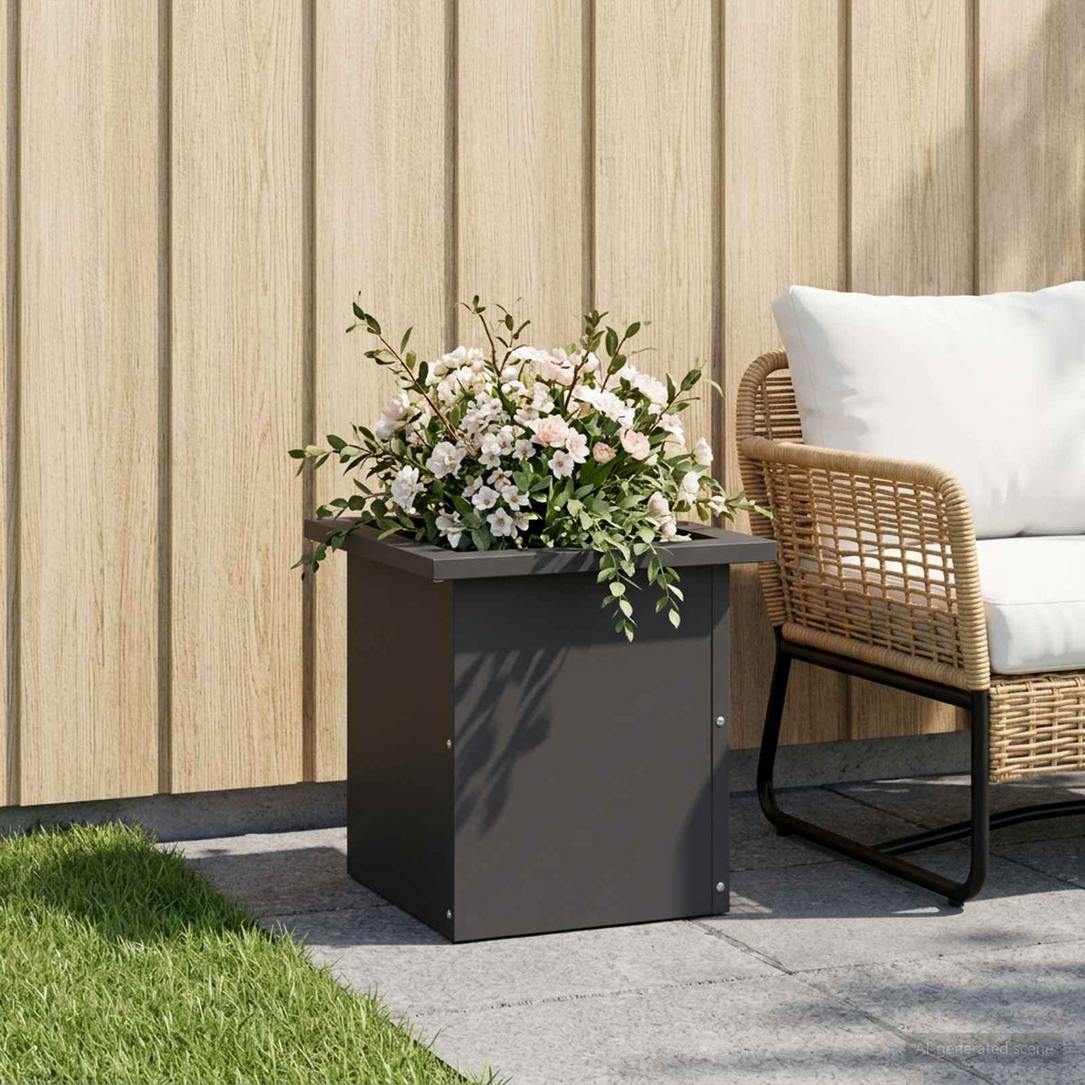 Vidaxl plantenbak met led zwart 30 x 30 x 30 cm staal