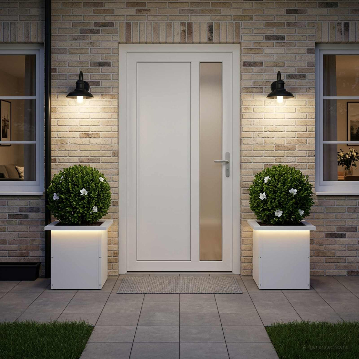Vidaxl plantenbak met led 2 st wit 30 x 30 x 30 cm staal