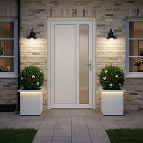Vidaxl plantenbak met led 2 st wit 30 x 30 x 30 cm staal