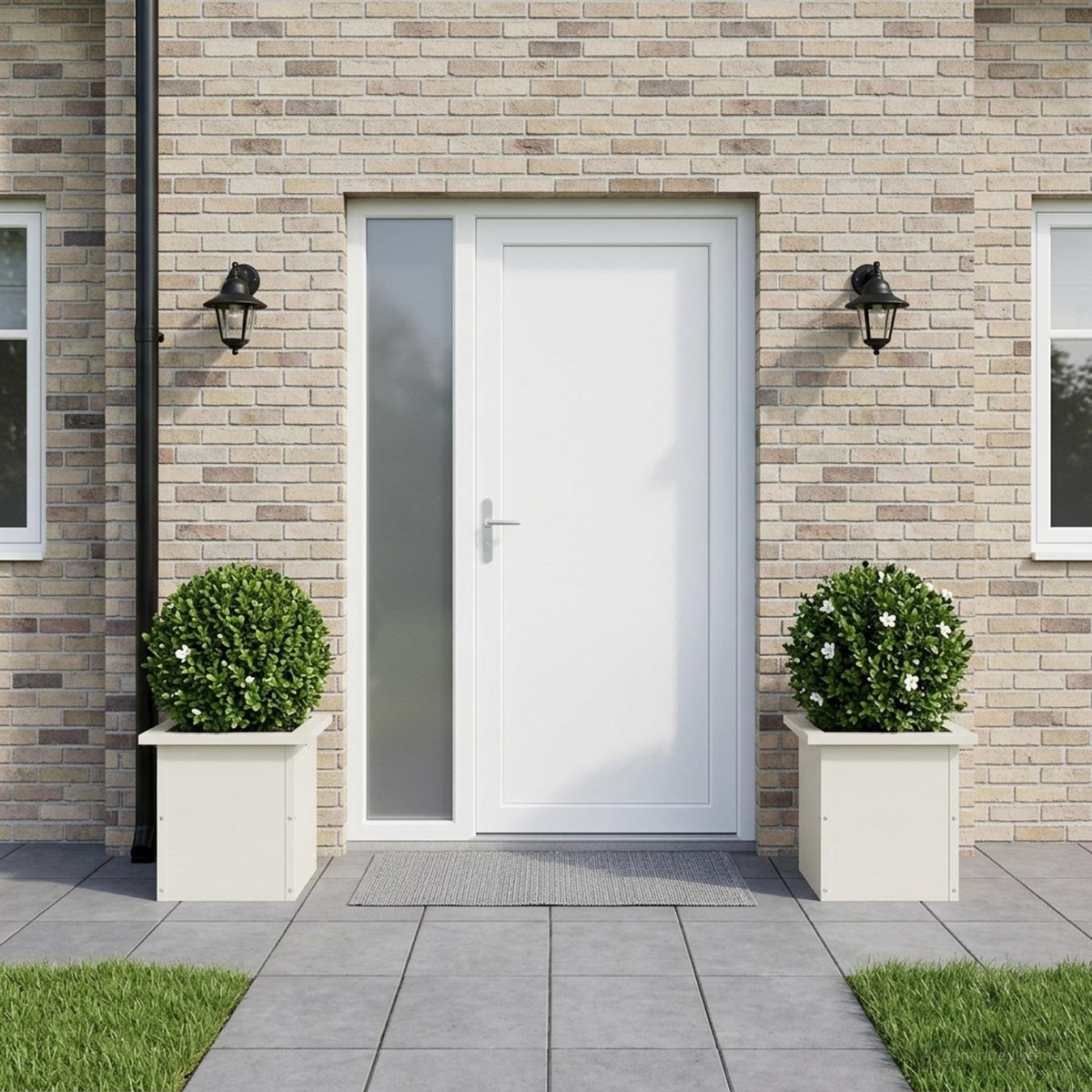 Vidaxl plantenbak met led 2 st wit 30 x 30 x 30 cm staal