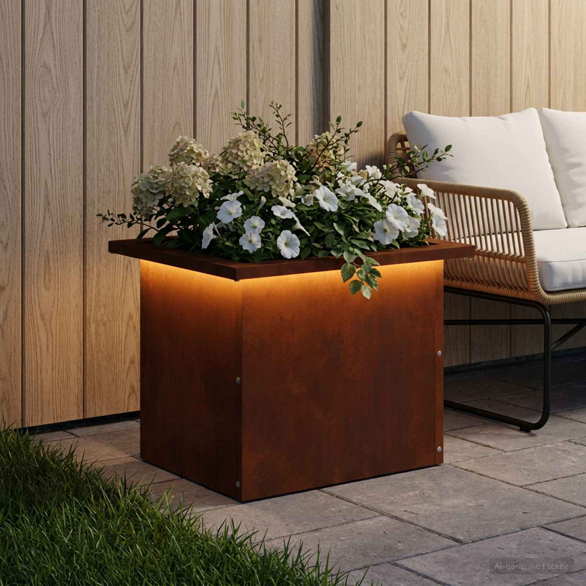Vidaxl plantenbak met led roestkleurig 30 x 40 x 30 cm weervast staal