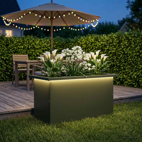 Vidaxl plantenbak met led olijfgroen 30 x 60 x 30 cm staal