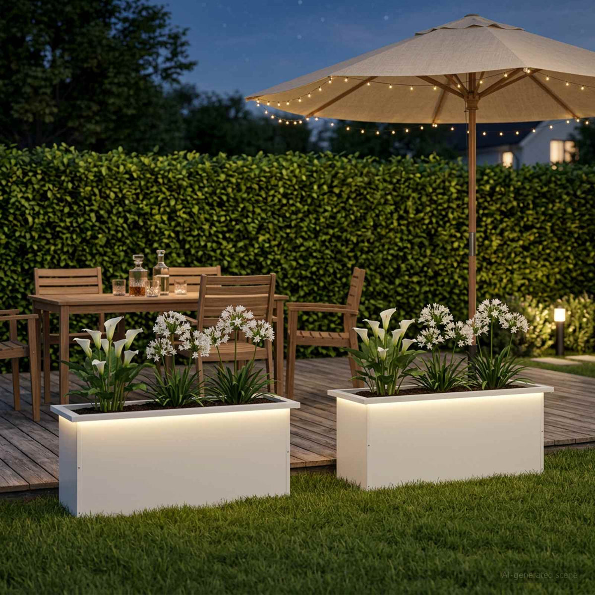 Vidaxl plantenbak met led 2 st wit 30 x 80 x 30 cm staal