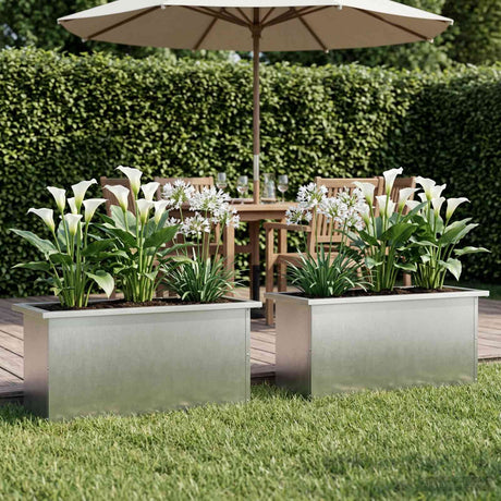 Vidaxl plantenbak met led 2 st zilver 30 x 80 x 30 cm roestvrij staal