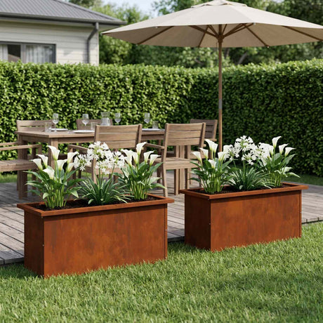 Vidaxl plantenbak met led 2 st roestkleurig 30 x 80 x 30 cm