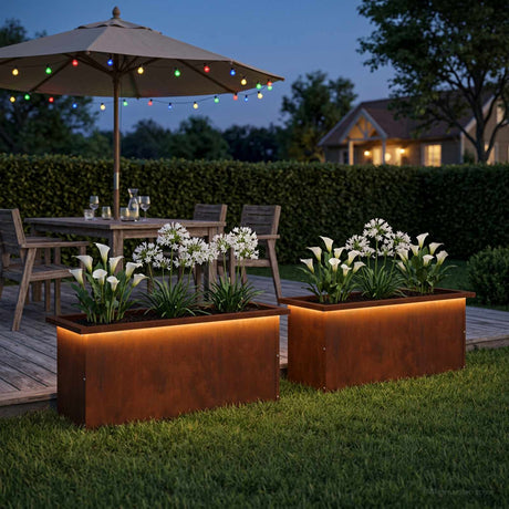 Vidaxl plantenbak met led 2 st roestkleurig 30 x 80 x 30 cm