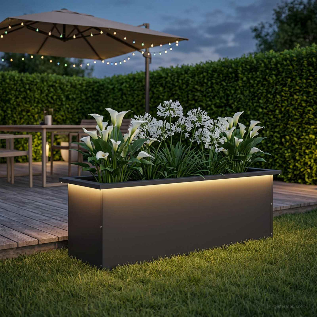 Vidaxl plantenbak met led zwart 30 x 100 x 30 cm staal