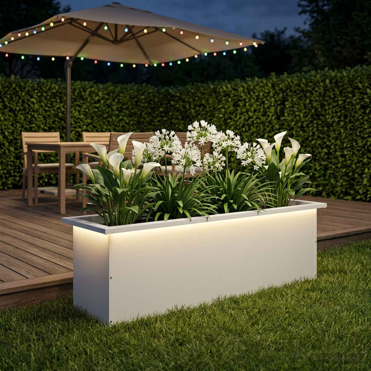 Vidaxl plantenbak met led wit 30 x 100 x 30 cm staal