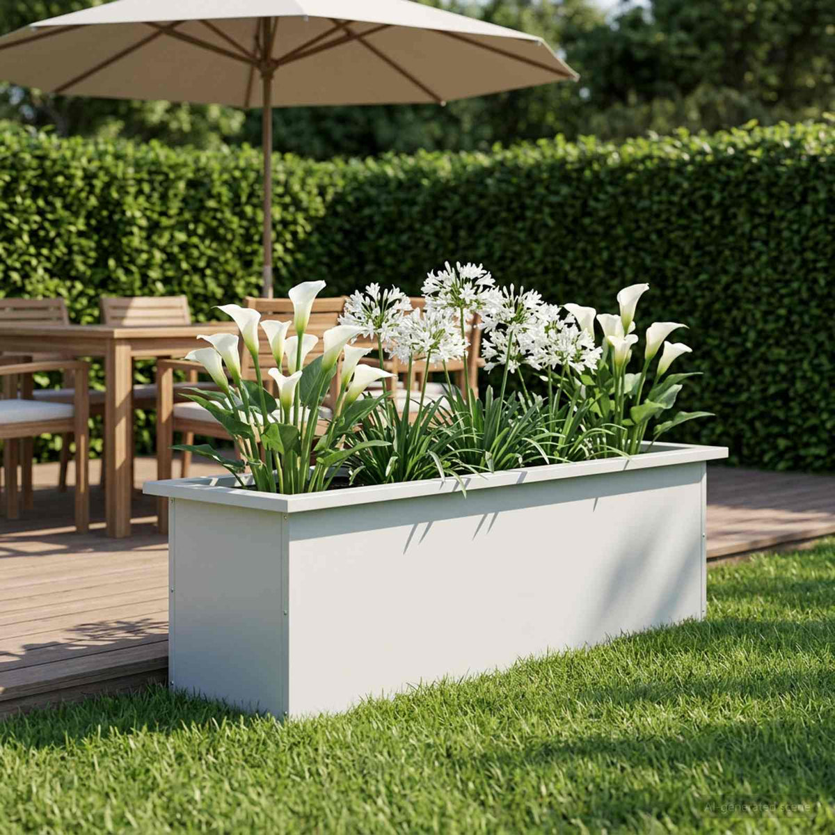 Vidaxl plantenbak met led wit 30 x 100 x 30 cm staal