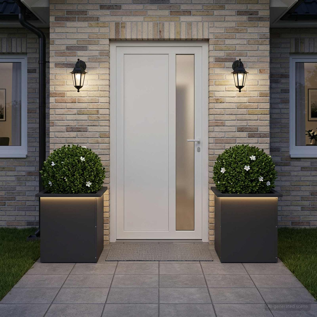 Vidaxl plantenbak met led 2 st zwart 40 x 40 x 40 cm staal