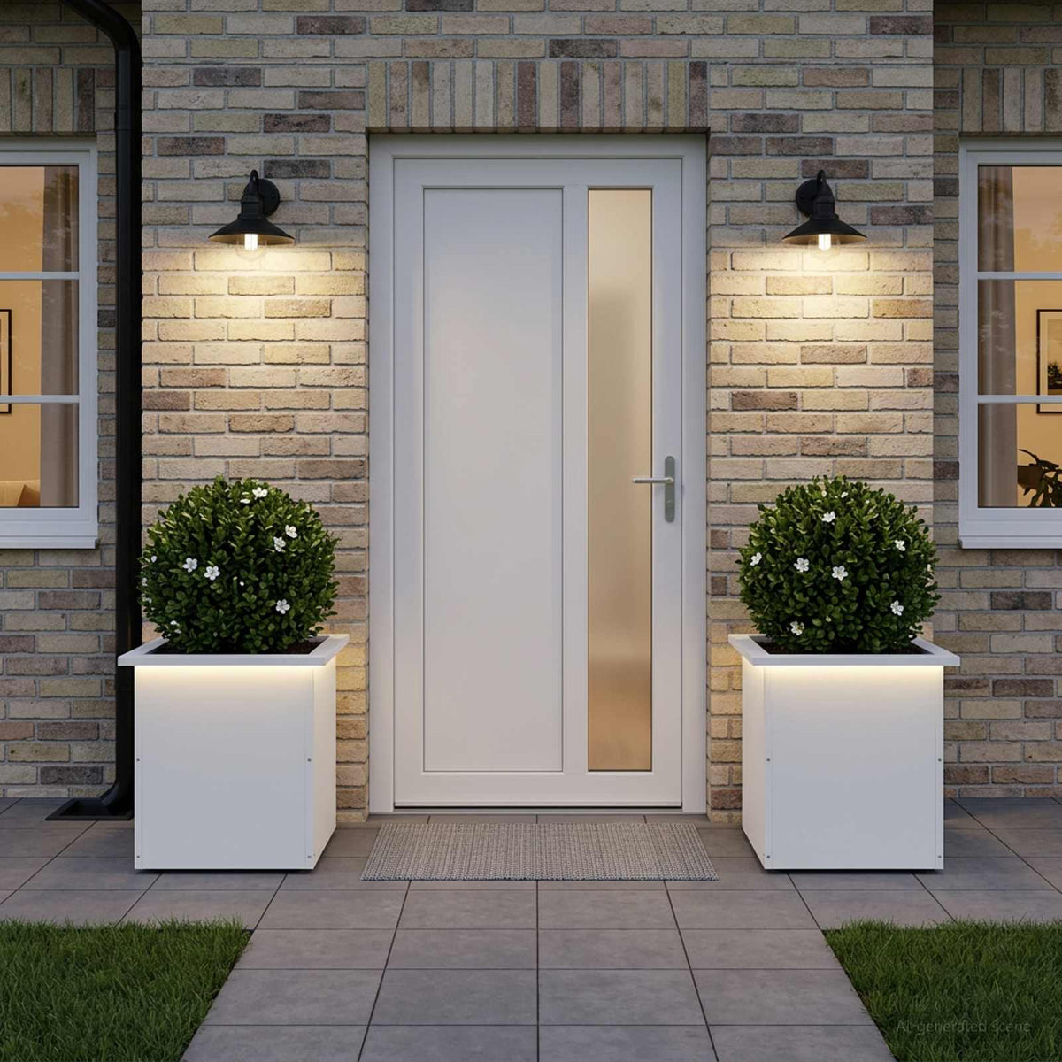 Vidaxl plantenbak met led 2 st wit 40 x 40 x 40 cm staal