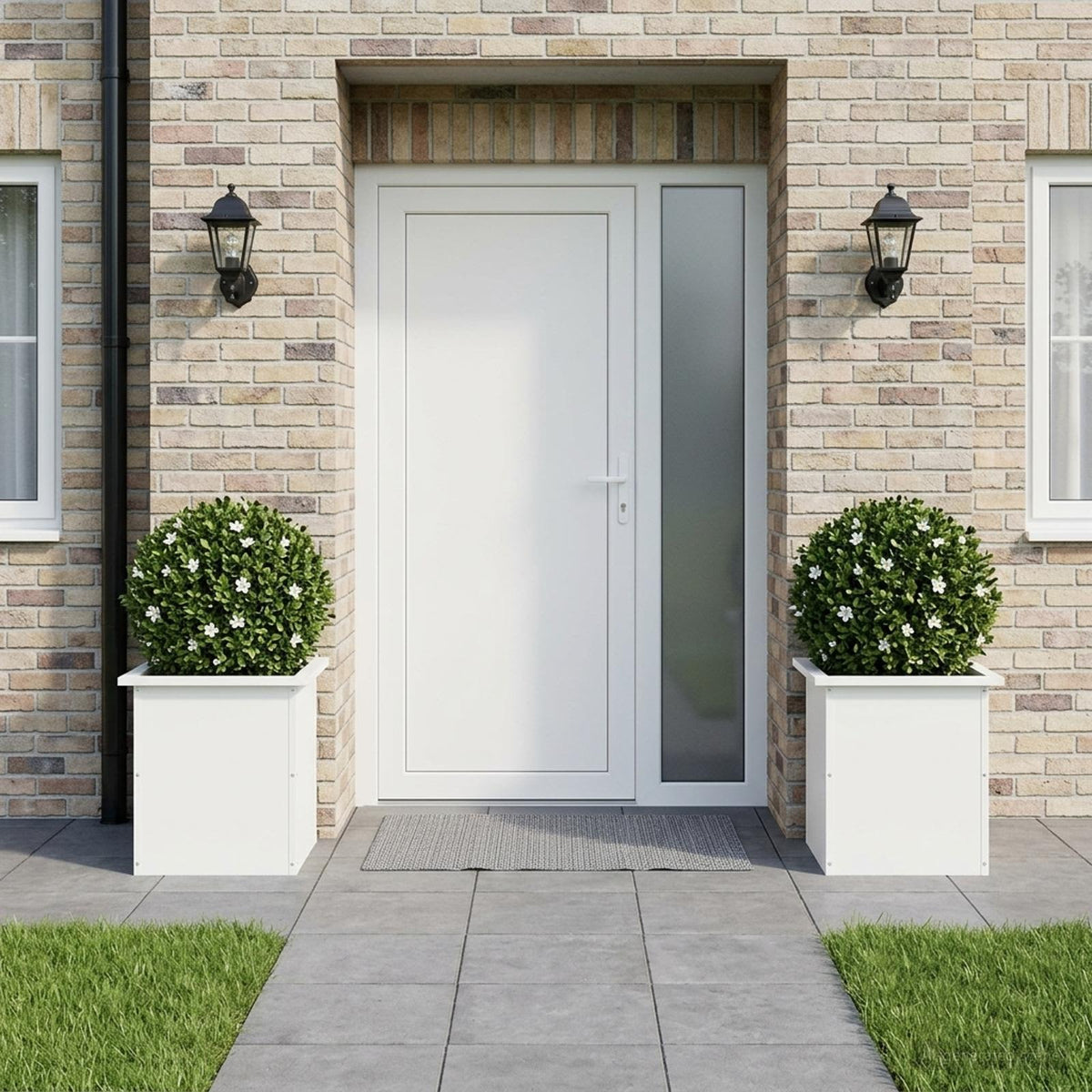 Vidaxl plantenbak met led 2 st wit 40 x 40 x 40 cm staal