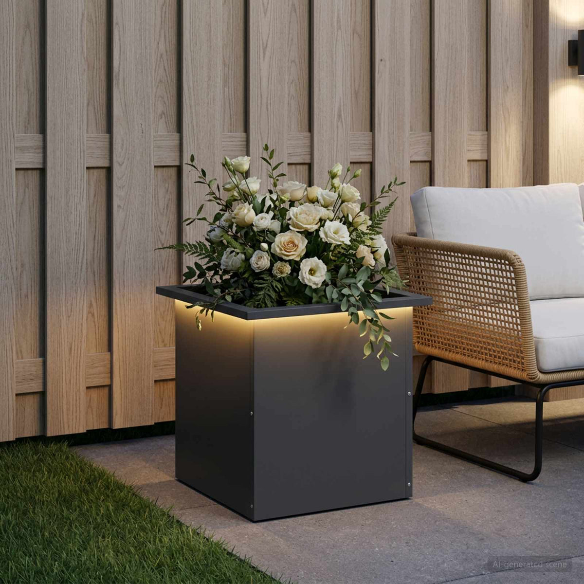 Vidaxl plantenbak met led antraciet 40 x 40 x 40 cm staal