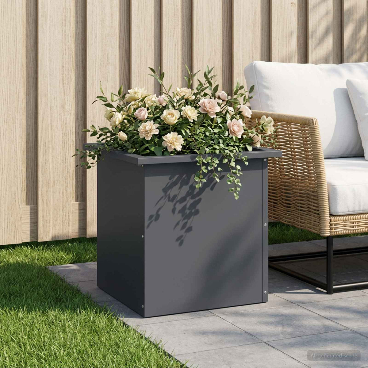 Vidaxl plantenbak met led antraciet 40 x 40 x 40 cm staal