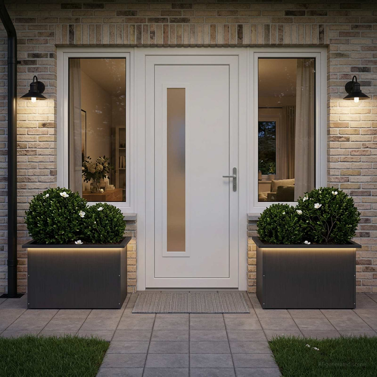 Vidaxl plantenbak met led 2 st zwart 40 x 60 x 40 cm staal