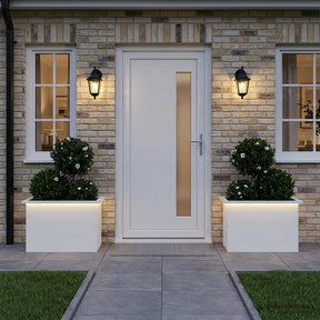 Vidaxl plantenbak met led 2 st wit 40 x 60 x 40 cm staal