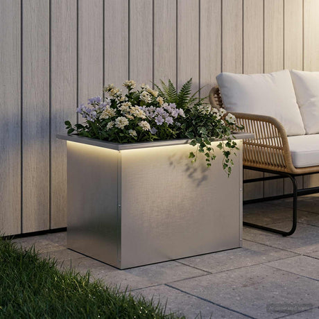 Vidaxl plantenbak met led zilver 40 x 60 x 40 cm roestvrij staal