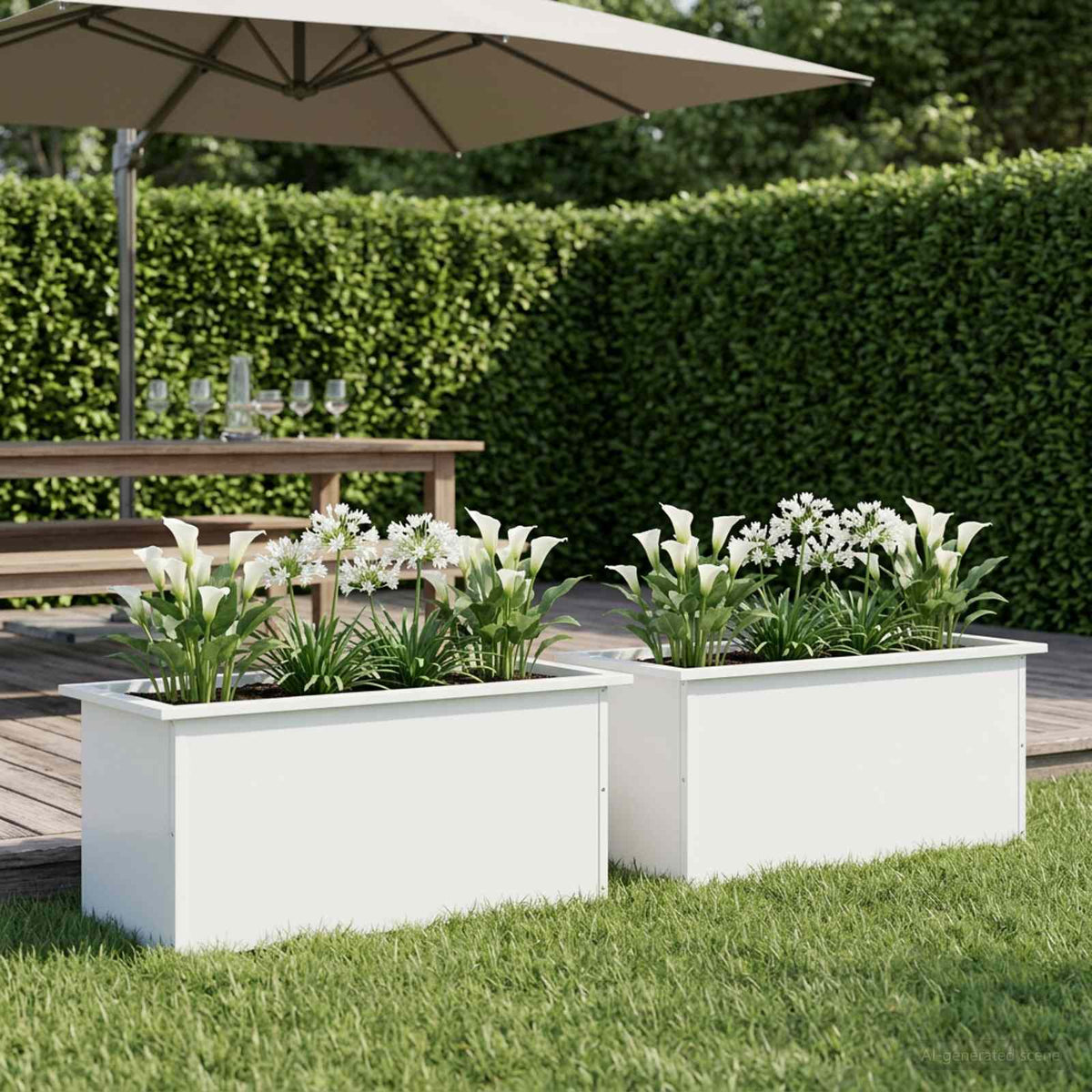 Vidaxl plantenbak met led 2 st wit 40 x 80 x 40 cm staal