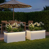 Vidaxl plantenbak met led 2 st wit 40 x 80 x 40 cm staal