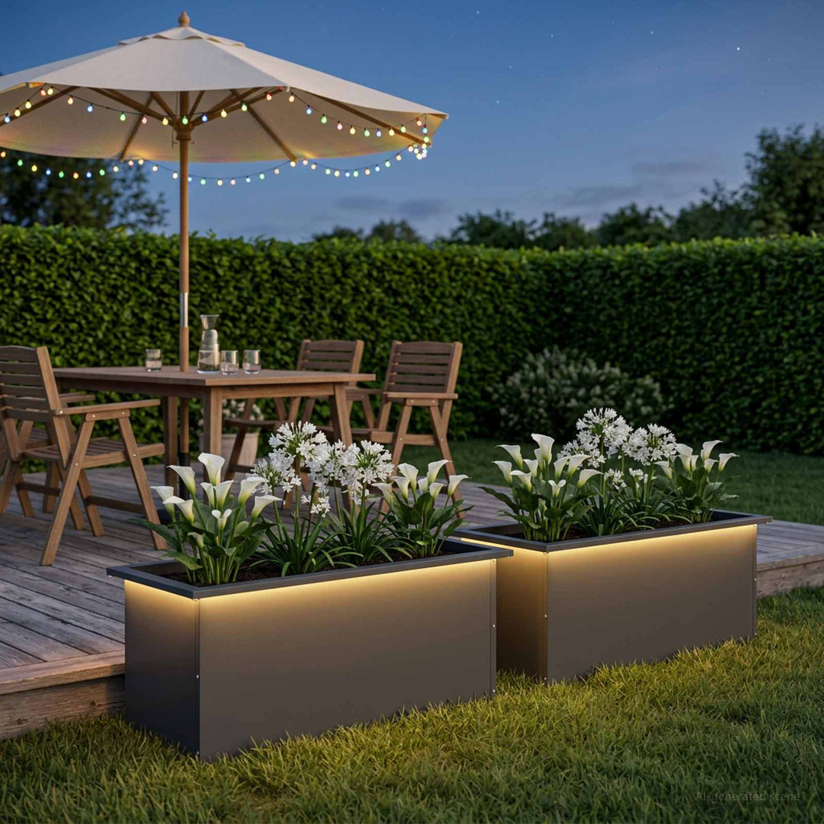 Vidaxl plantenbak met led 2 st antraciet 40 x 80 x 40 cm staal