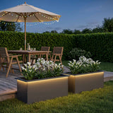 Vidaxl plantenbak met led 2 st antraciet 40 x 80 x 40 cm staal