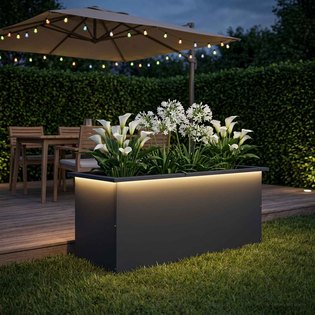 Vidaxl plantenbak met led antraciet 40 x 100 x 40 cm staal