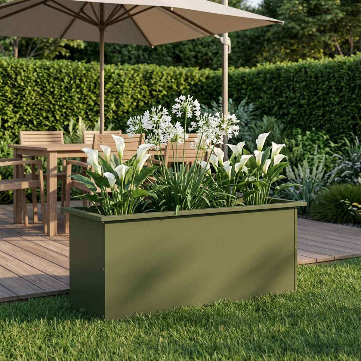 Vidaxl plantenbak met led olijfgroen 40 x 100 x 40 cm staal