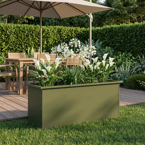 Vidaxl plantenbak met led olijfgroen 40 x 100 x 40 cm staal