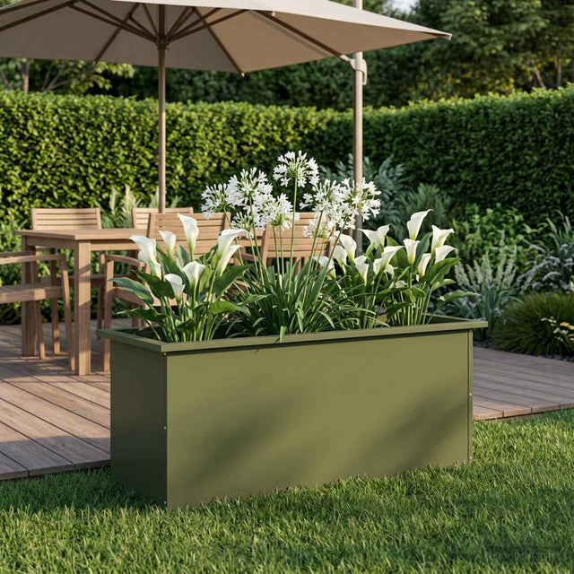 Vidaxl plantenbak met led olijfgroen 40 x 100 x 40 cm staal