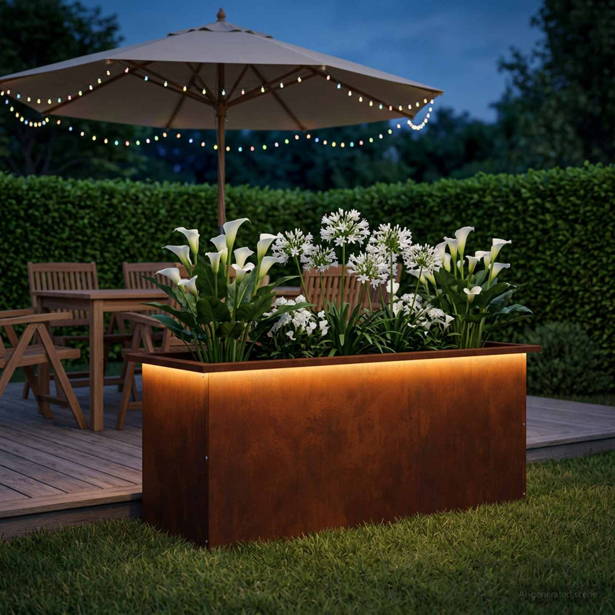 Vidaxl plantenbak met led roestkleurig 40 x 100 x 40 cm weervast staal