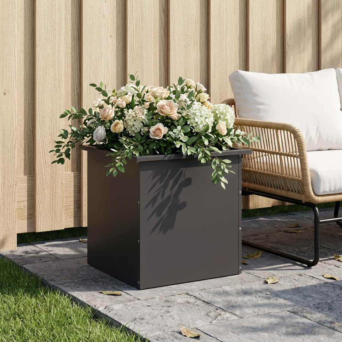 Vidaxl plantenbak met led zwart 50 x 50 x 48 cm staal
