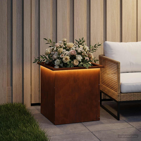 Vidaxl plantenbak met led roestkleurig 50 x 50 x 48 cm weervast staal