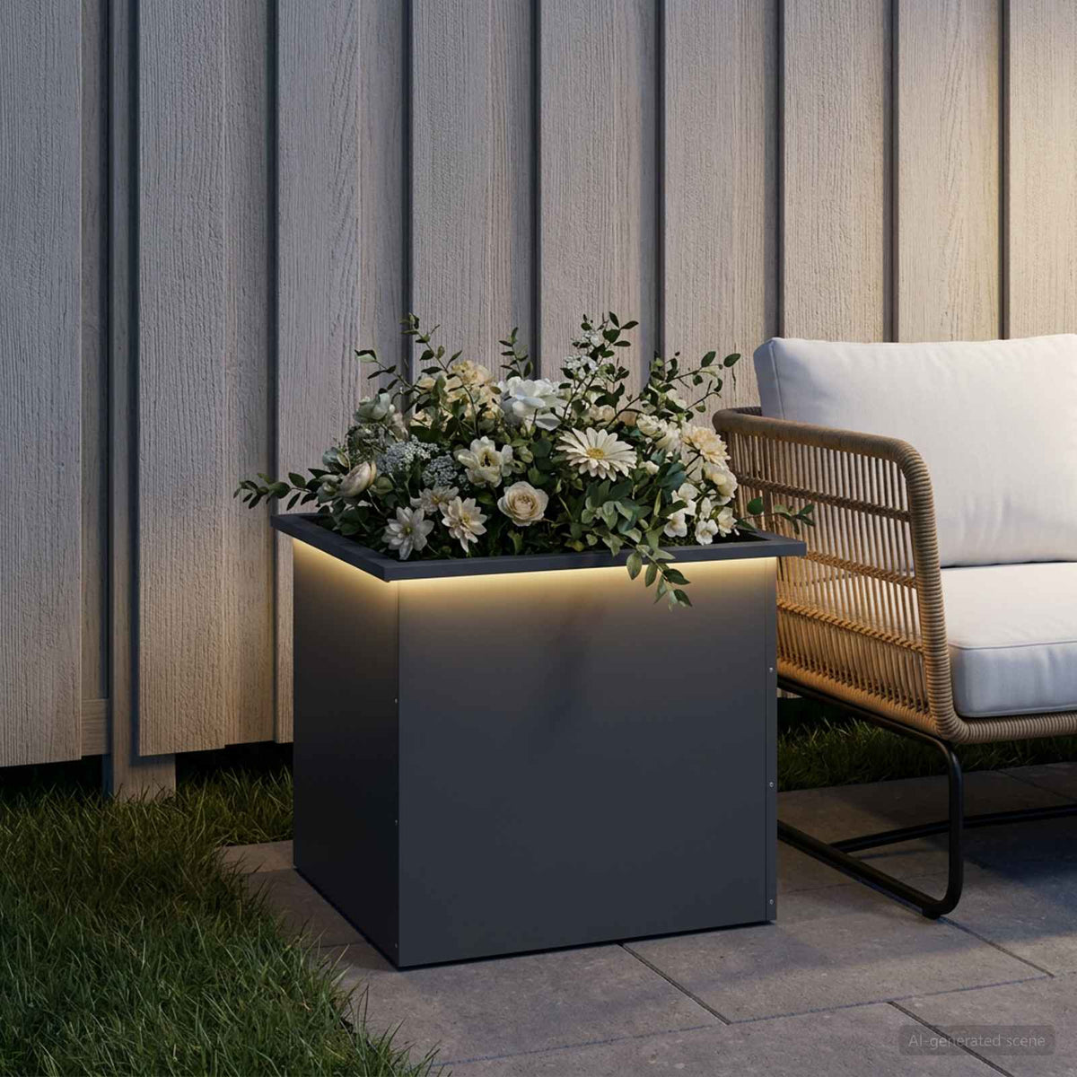 Vidaxl plantenbak met led antraciet 50 x 60 x 48 cm staal