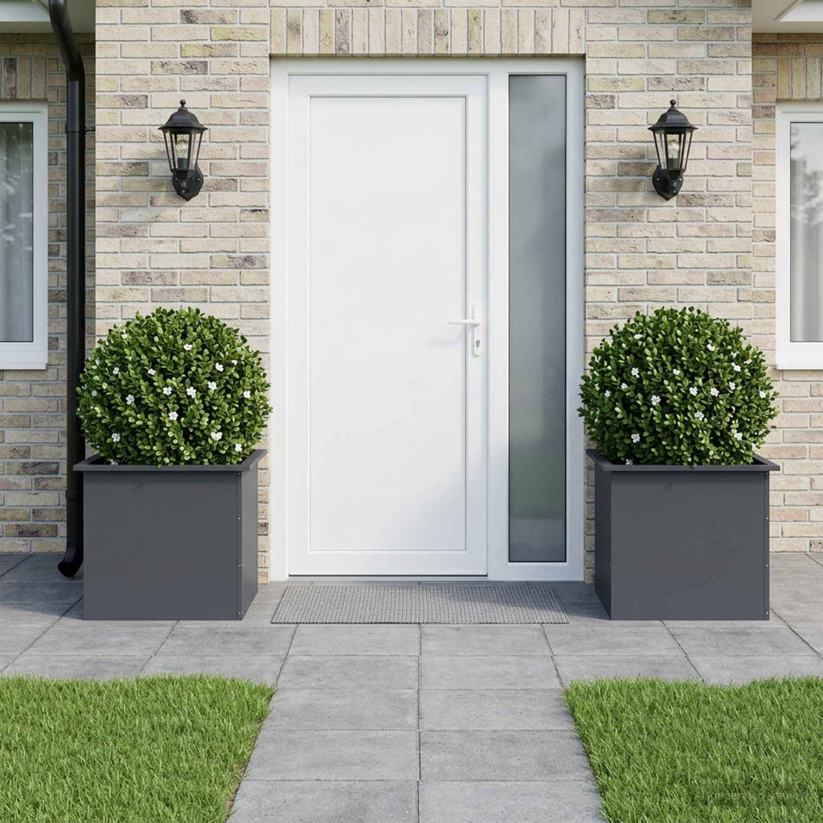Vidaxl plantenbak met led 2 st antraciet 50 x 60 x 48 cm staal