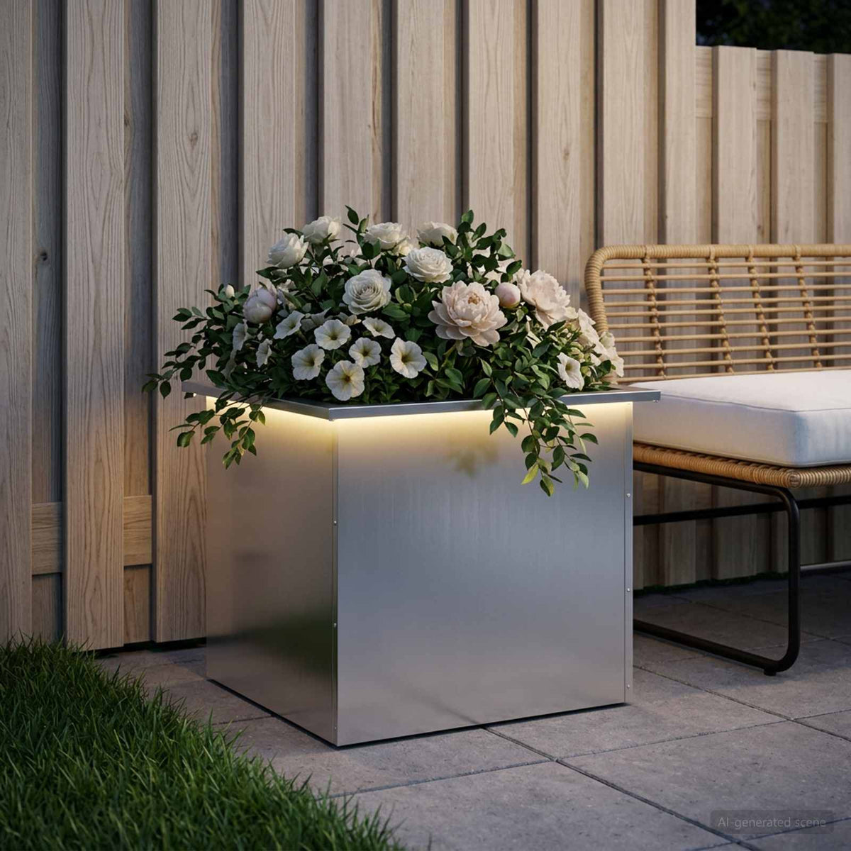 Vidaxl plantenbak met led zilver 50 x 60 x 48 cm gegalvaniseerd staal