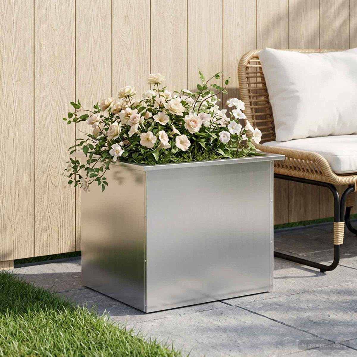 Vidaxl plantenbak met led zilver 50 x 60 x 48 cm gegalvaniseerd staal