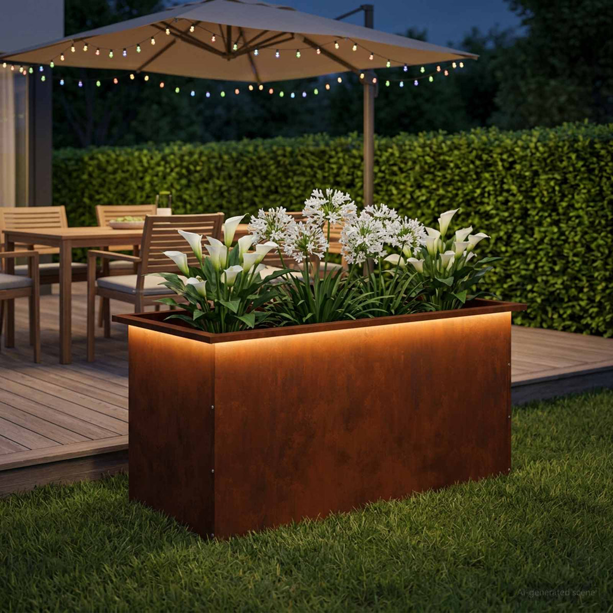 Vidaxl plantenbak met led roestkleurig 50 x 100 x 48 cm weervast staal