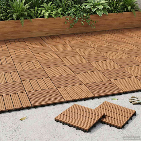 Vidaxl terras tegel 11 st teakhout 30 x 30 cm wpc