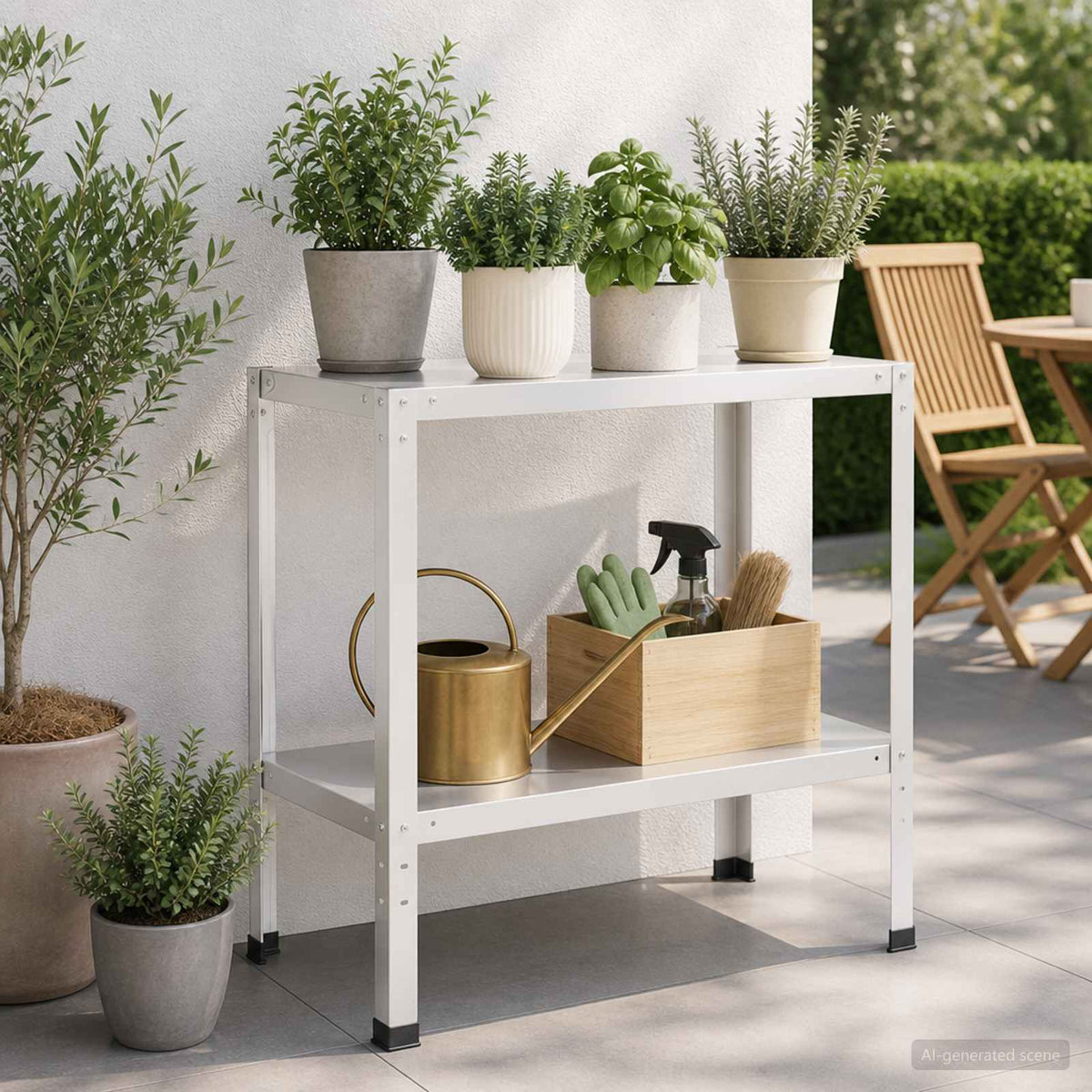 Vidaxl planttafel 100 x 40 x 80 cm gepoedercoat staal wit