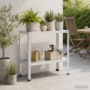 Vidaxl planttafel 80 x 40 x 80 cm gepoedercoat staal wit